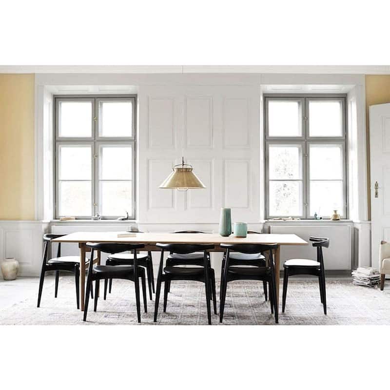 Solid Real Wood PU Leather Cushion Elbow Dining Chair Kitchen Padded Seat Bedroom Hotel Restaurant Work