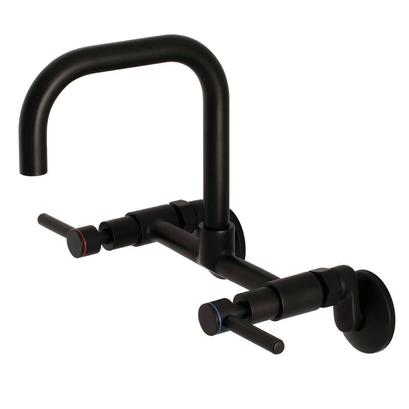 Concord 8-Inch Adjustable Center Wall Mount Kitchen Faucet in Matte Black