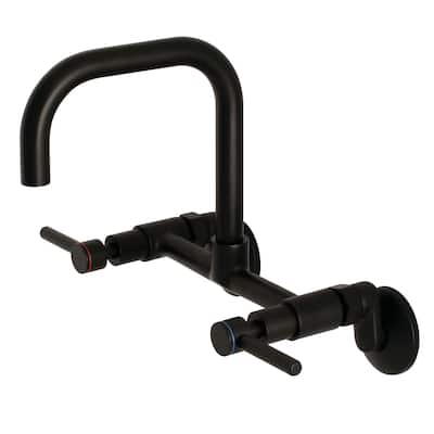 Concord 8-Inch Adjustable Center Wall Mount Kitchen Faucet in Matte Black