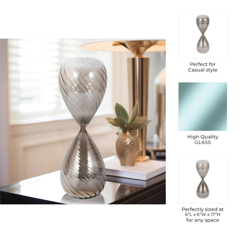 Modern Glass Hourglass Sculpture - Home Decor
