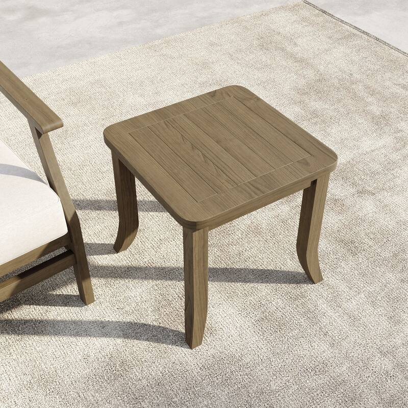 19" W Square Solid Teak Outdoor Side Table