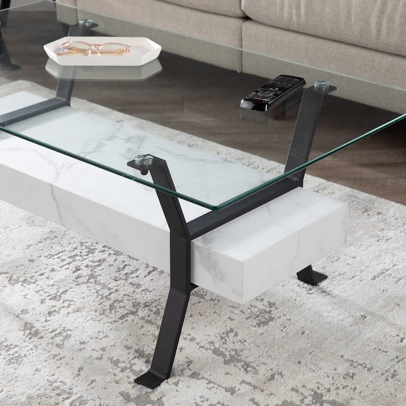 SEI Furniture Darvette Glass-Top Coffee Table