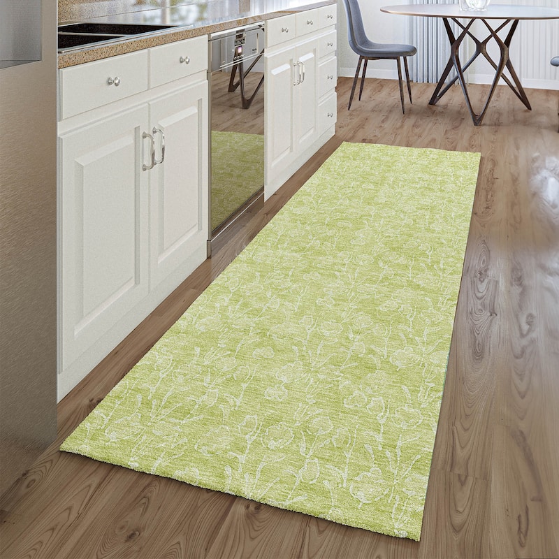 Premium Washable Super Soft Modern Floral Mayfield Rug - Aloe - 2' 3" x 7' 6" - Runner