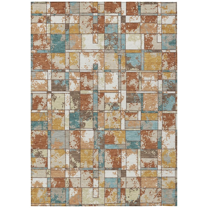 Machine Washable Indoor/ Outdoor Patchwork Chantille Rug