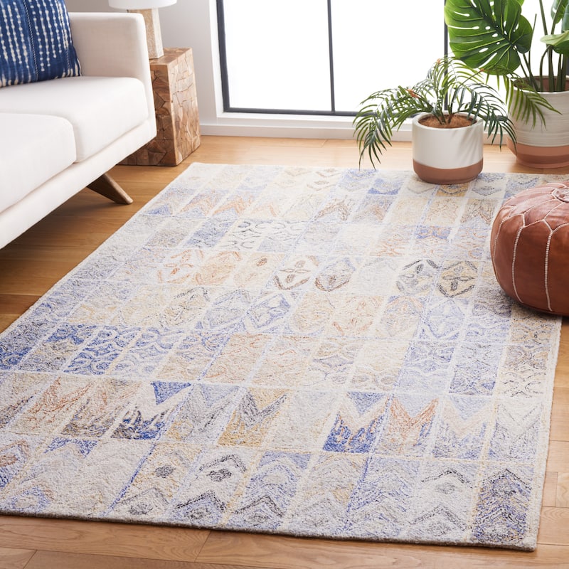 SAFAVIEH Handmade Abstract Ockeline Modern Rug - 5' x 8' - Blue/Rust