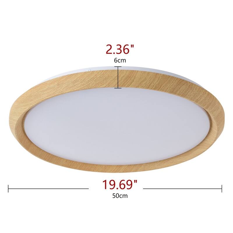 Modern Wood Grain Flush Mount Ceiling Light Milky White LED Fixture for Living Room Bedroom