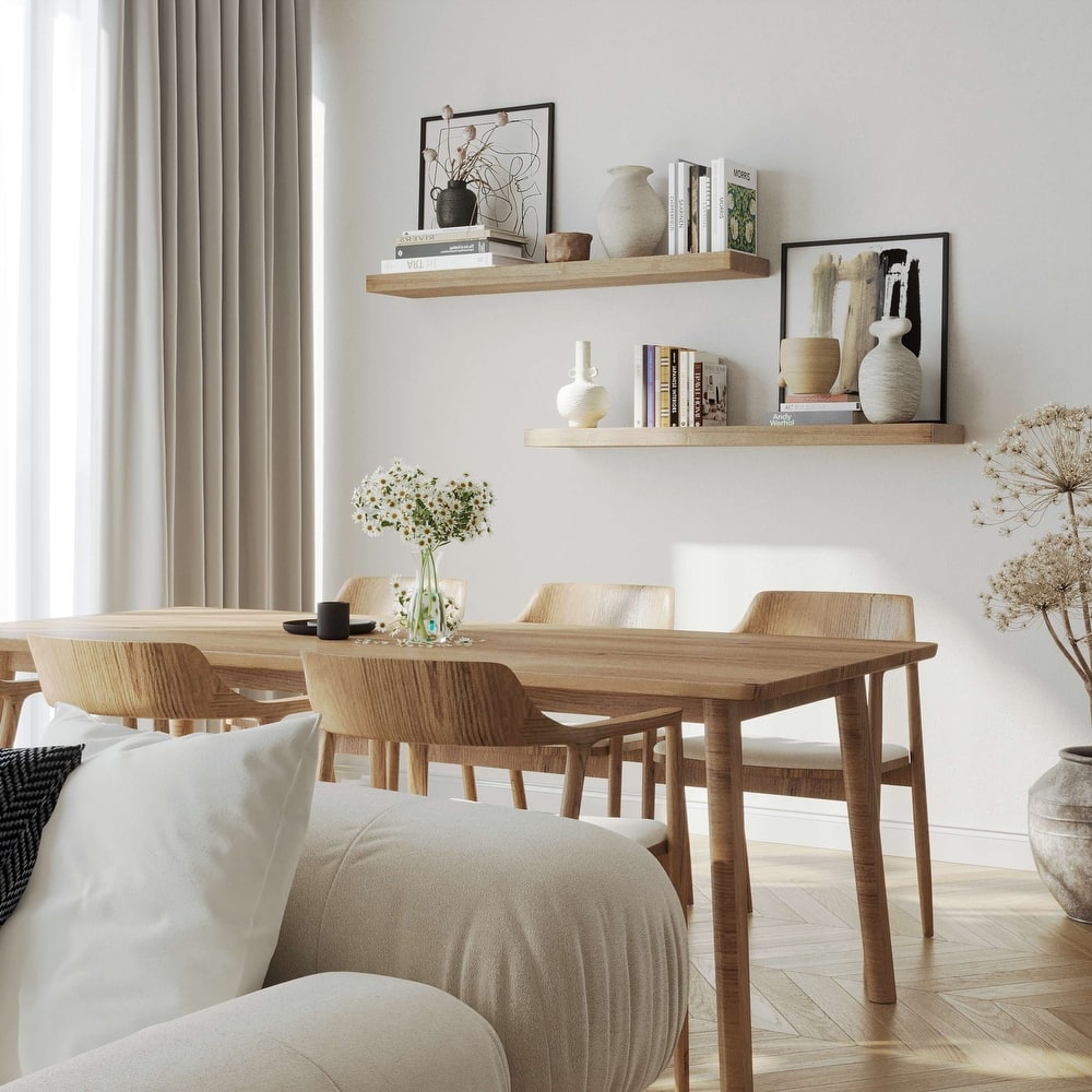 Wallniture Bois Wood Board 48" Long, 10'' Deep, 2" Thick, Hidden Bracket Shelf for Wall, Kitchen Shelf, Special Walnut, 1Pc