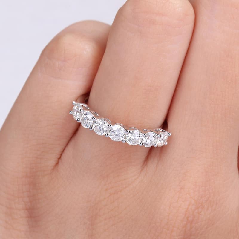 Miadora 1ct DEW Moissanite Semi-eternity Sterling Silver Anniversary Band