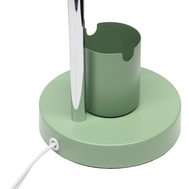 Adjustable Metal Desk Lamp with Organizer Base and Chrome Gooseneck Arm Modern Task Lighting Multiple Colors