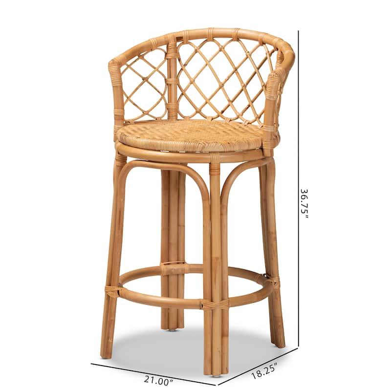 Orchard Modern Bohemian Natural Brown Rattan Counter Stool
