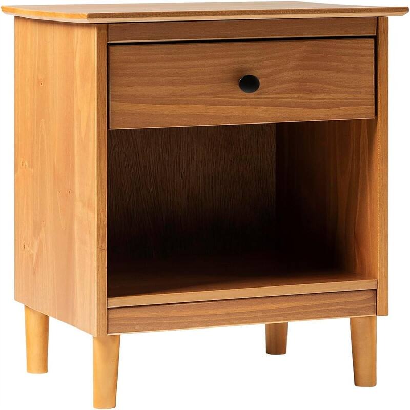 raditional Wood 1 Drawer Nightstand Side Table Bedroom Storage Drawer - Caramel