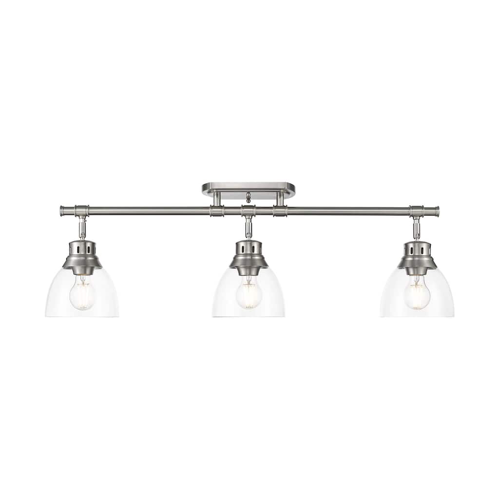 Yep by Golden Lighting Duncan 3-light Semi-Flush Mount in Pewter and Clear Glass - 3-Light Semi-flush