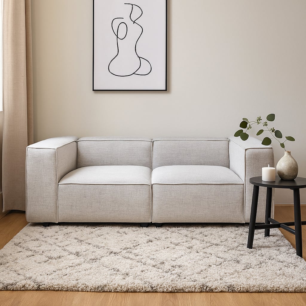 Daro 2pc Modular Lounge Sofa, Textured Barley Gray Polyester