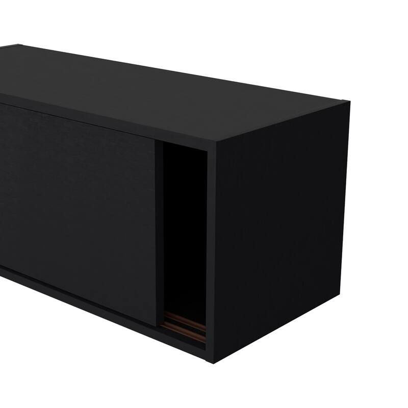 GDFStudio - Morgan Sleek Modern Floating Cabinet with Sliding Door for Efficient Office Storage