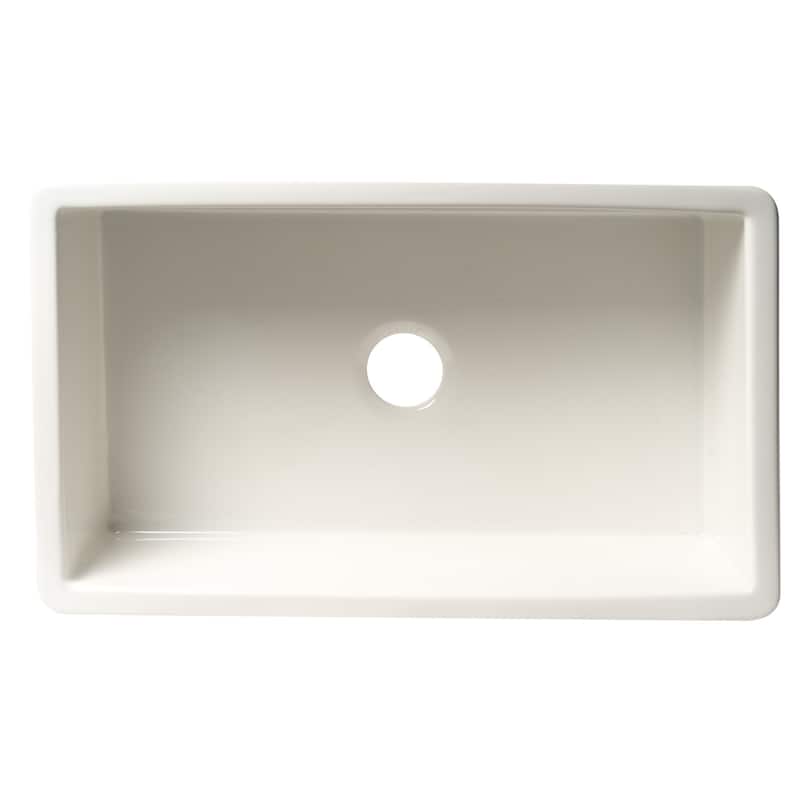 ALFI brand ABF3219SUD-W White Fireclay 32" x 19" Single Bowl Undermount / Drop In Fireclay Kitchen Sink