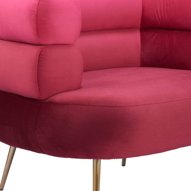 HomeRoots 41" Red And Gold Velvet And Upholstered Arm Chair - 41' X '31.9' X '32