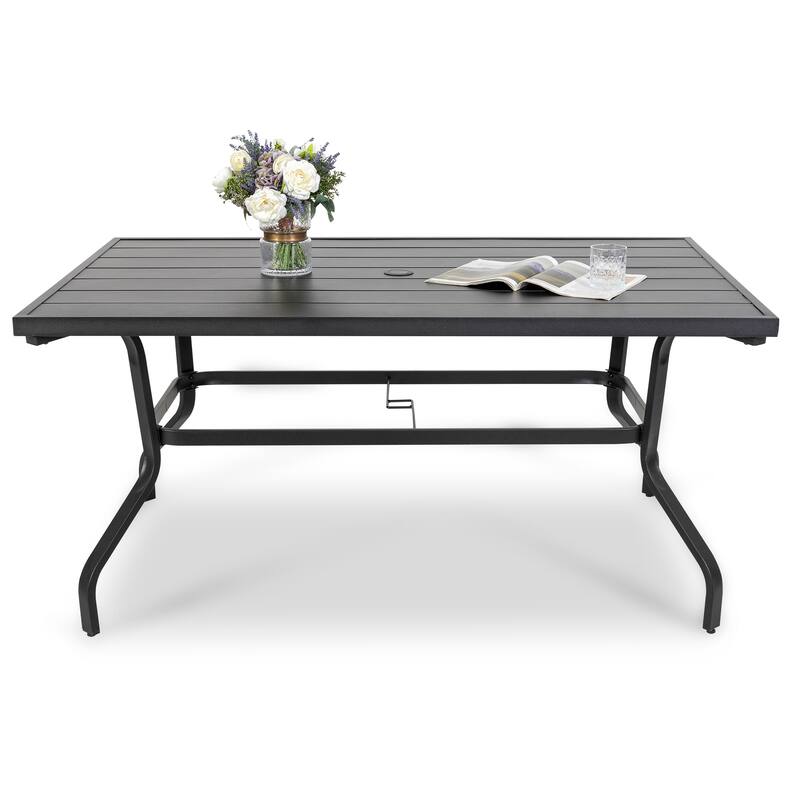 Outdoor 7-Piece Dining Set, Textilene Fabric, Powder-coated Iron Frame - 61 inch