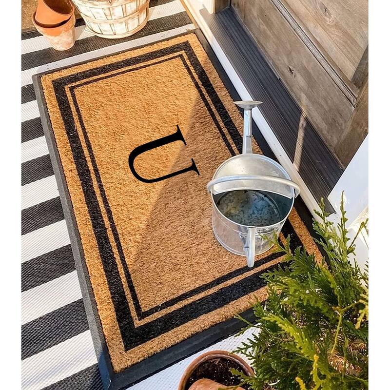 A1HC Picture Frame Natural Rubber & Coir Large Monogrammed Doormat 24"x48"