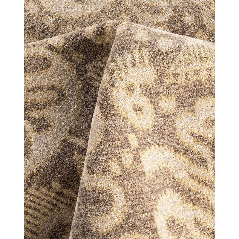 Ikat One-of-a-Kind Handmade Area Rug - Gray, 8' 2" x 10' 2" - 8' 2" x 10' 2"