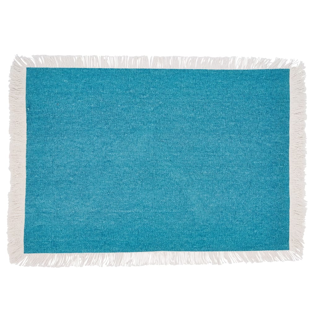 Cotton Placemats With Fringe Border Design (Set of 4)