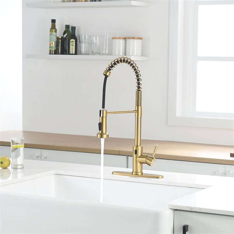Commercial Touchless Kitchen Sink Faucet With Pull Down Sprayer Modern Single Handle Spring Sensor Basin Taps