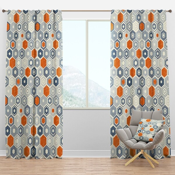 Designart 'Retro Hexagon Pattern IX' Mid-Century Modern Blackout Curtain Panel. Opens flyout.