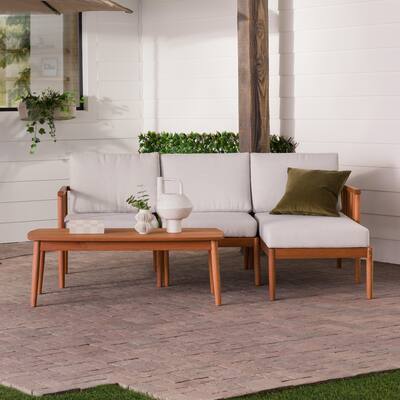 Middlebrook Solid Wood Spindle Sofa-Chaise and Coffee Table