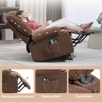 Power Lift Fabric Recliner Chair Sofa with Massage,Remote Control,Pocket