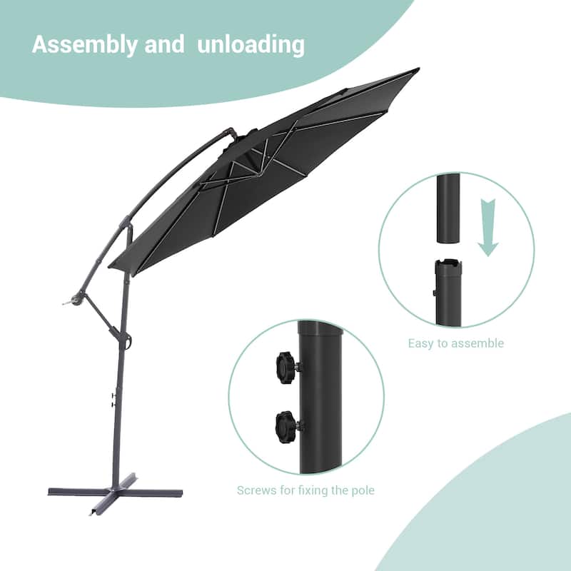 BONOSUKI 10ft Patio Umbrella,Hanging Market Umbrellas w/Tilt Adjustment