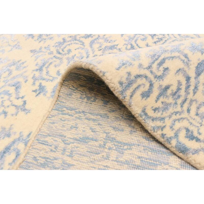 ECARPETGALLERY Hand Loomed Elysian Cream Viscose, Wool Rug - 4'10 x 7'11