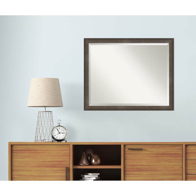 Dappled Narrow Beveled Wood Framed Wall Mirror