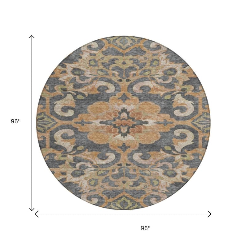 HomeRoots Damask Traditional Rectangle Outdoor Rug
