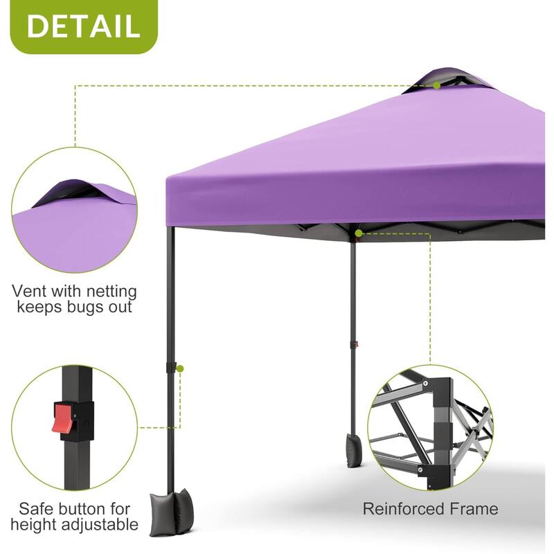 10x10ft Portable Instant Pop Up Canopy Tent with 1 Sidewall for Parties, Camping, Beach - N/A
