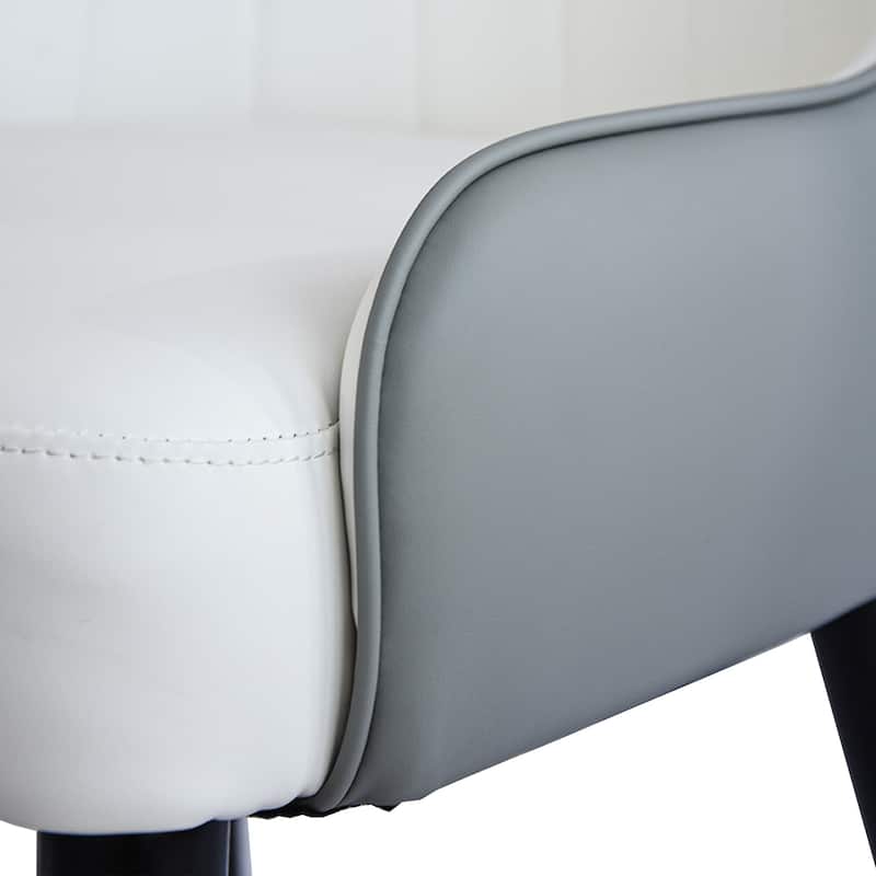 Modern PU Leather Set of 2 Dining Chairs with Metal Legs