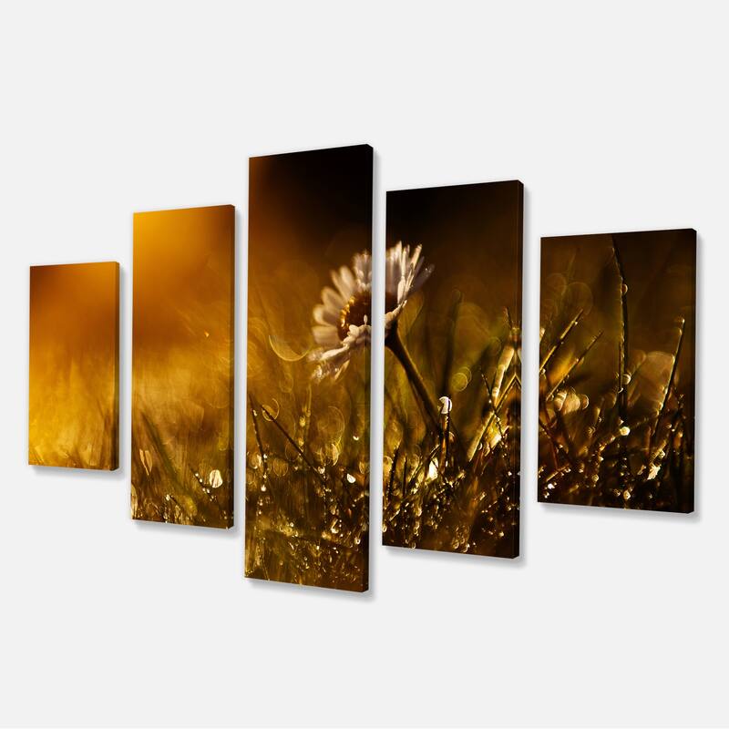 Designart "Vintage Wild Flower In Sunset" Large Floral Canvas Art Print Bed Bath & Beyond