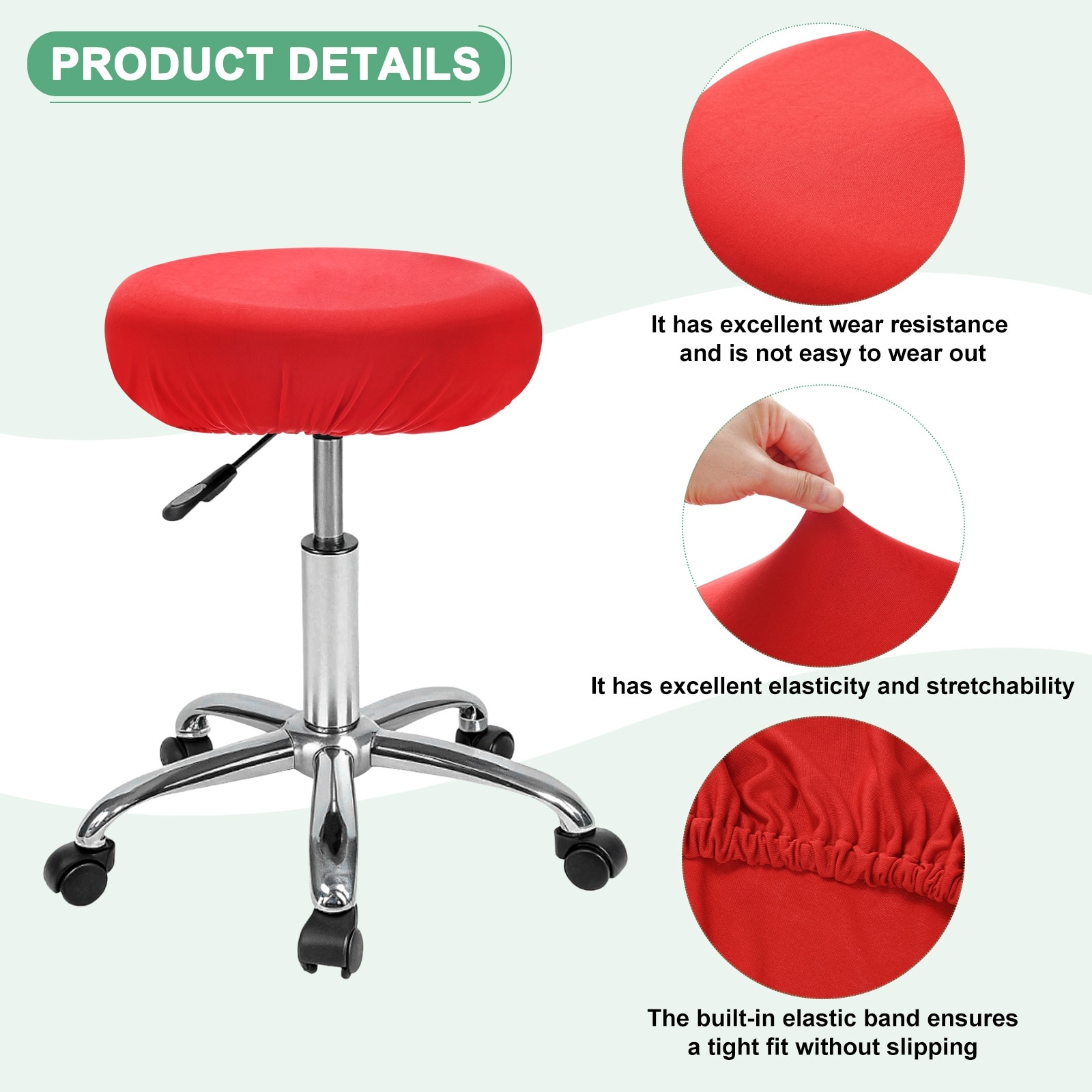 Bar Stool Covers Round for 12-15 Inch Stretch Fabric Cover
