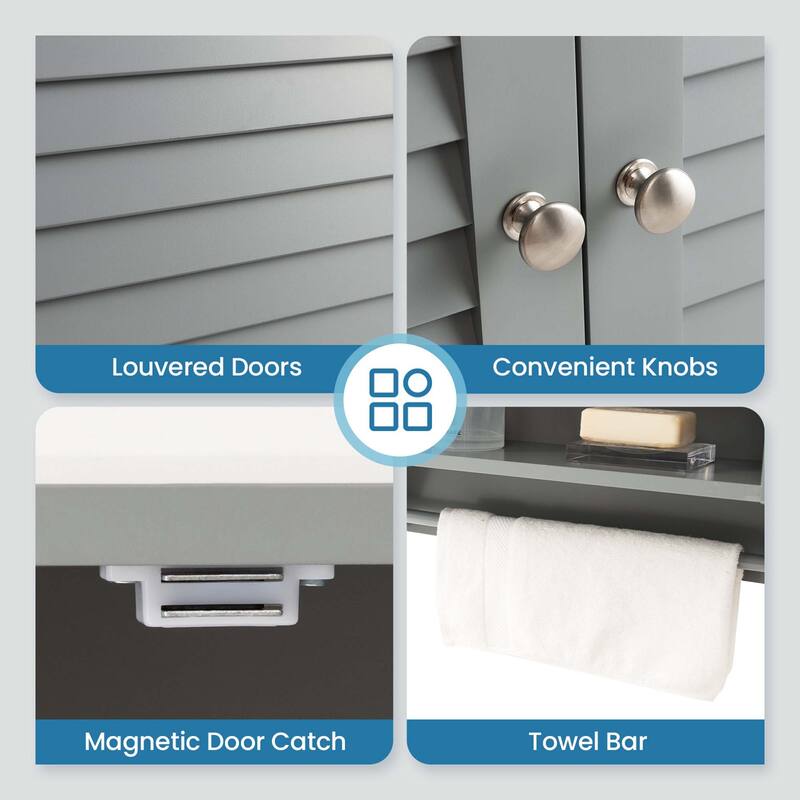 Costway Bathroom Wall Mounted Medicine Cabinet with Louvered Doors & - See Details