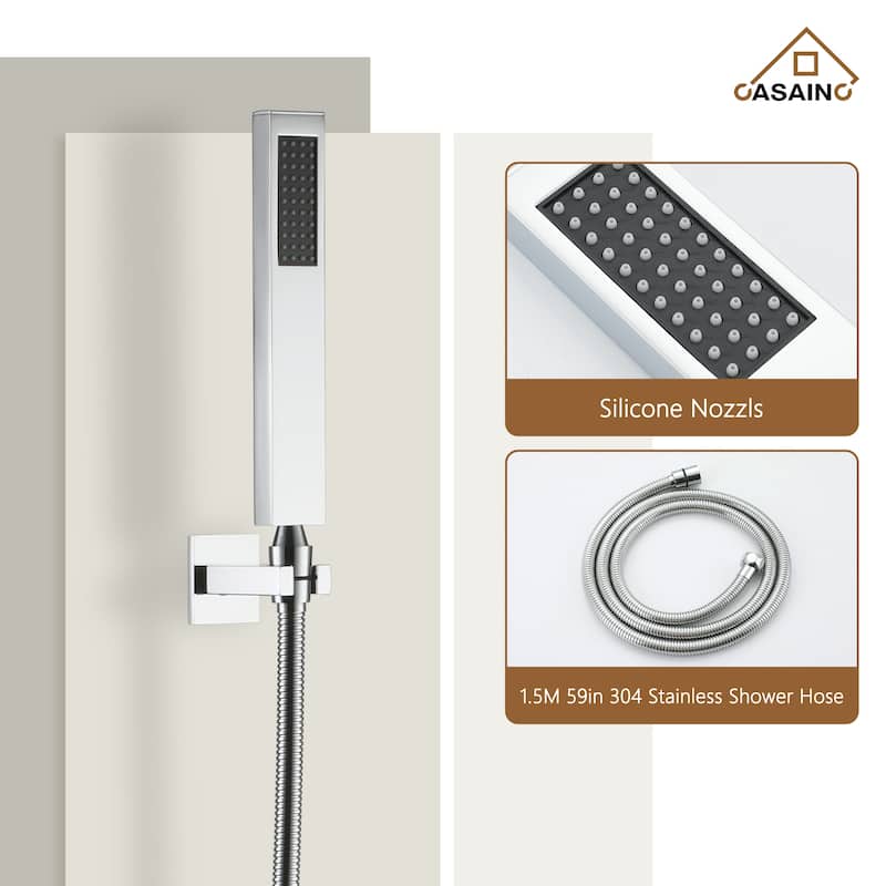 Celling 12 inch LED 3 Function Thermostatic Shower System with 6 Body Jets