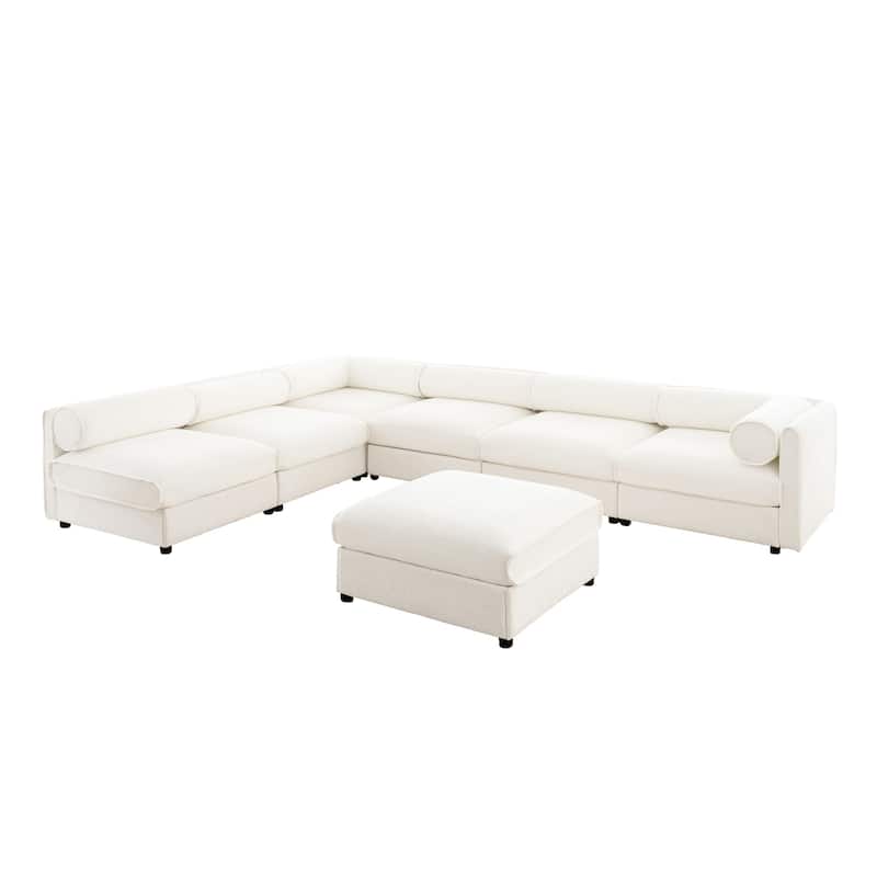 Modern 7-Piece Modular Sofa with Storage & 1 Storage Ottoman