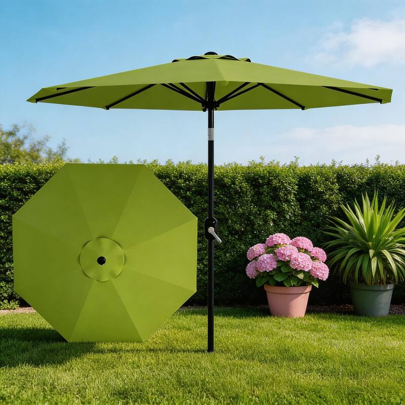 10ft Outdoor Patio Umbrella, with Crank Lift & Push Button Tilt, UV Protection Waterproof