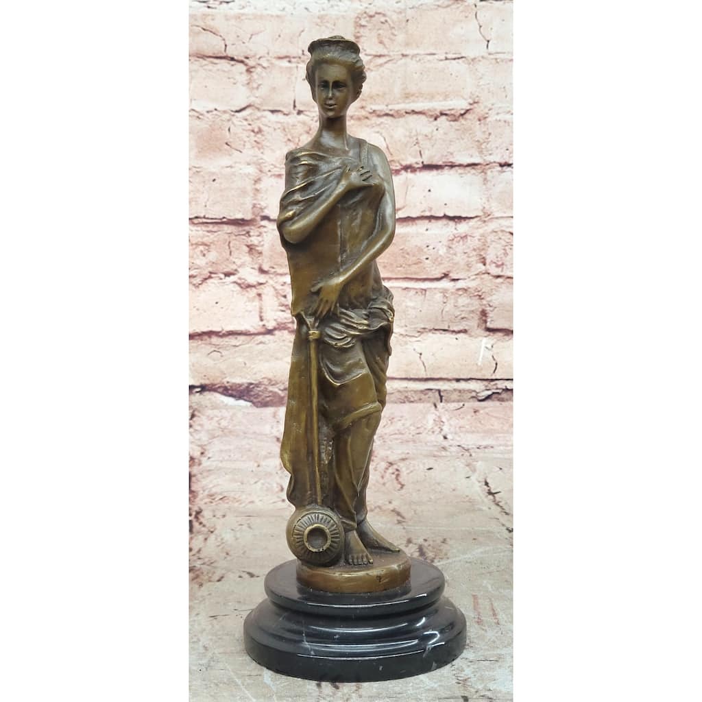 Clical Bronze Lady Sculpture – Elegant Woman Figurine On Marble Base