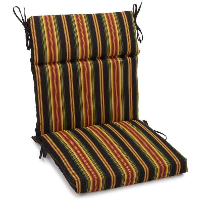 18-inch by 38-inch Three-section Outdoor Seat/Back Chair Cushion - 38" x 18" - Lyndhurst Raven