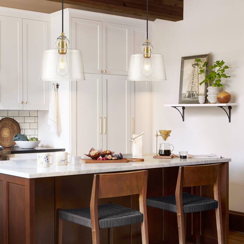 8.7" 1-Light Modern Mini Chrome/Gold/Matte Black Clear Glass Pendant Light for Kitchen Island Dining Room