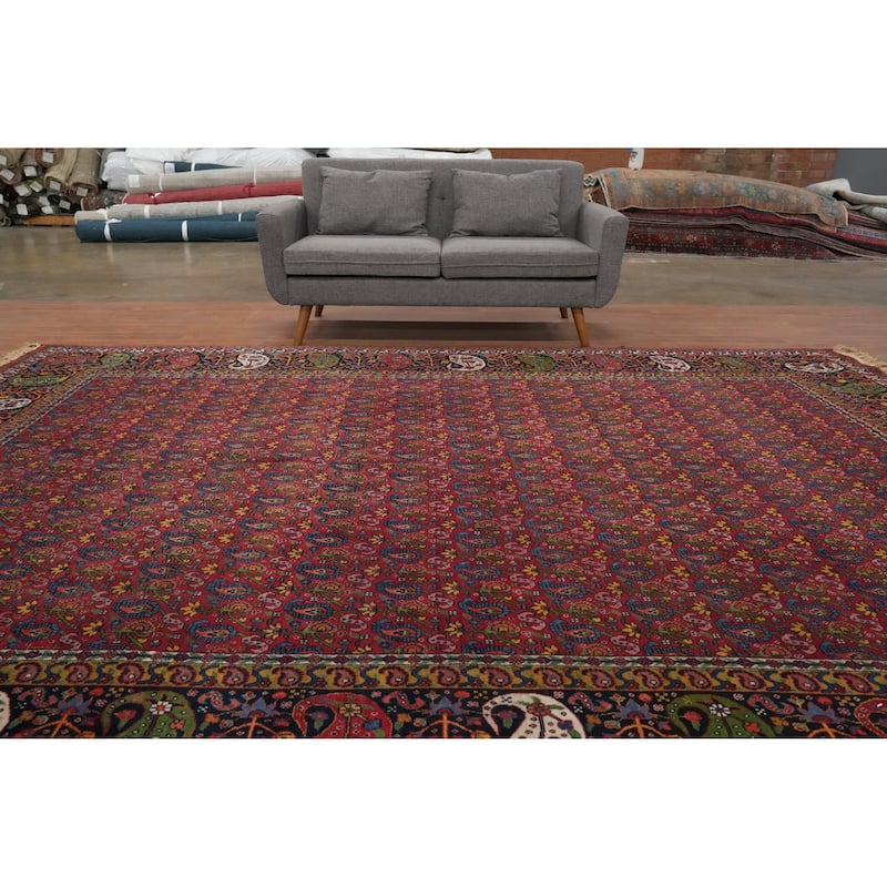 Hand Knotted Oriental 100% Wool Carpet Traditional Geometric Red Bakhtiari Area Rug - 12' 8'' X 9' 0''