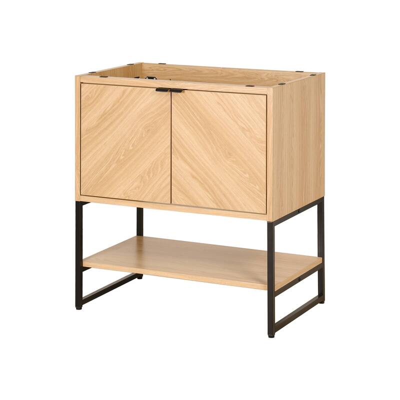 Juhl Chevron-Front Modern Minimalist 2-Shelf Bath Vanity Cabinet Only (Sink Basin Not Included), By JONATHAN Y