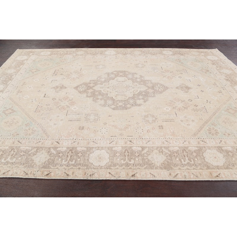 Geometric Traditional Tabriz Persian Area Rug Wool Hand-knotted - 6'8" x 9'8"