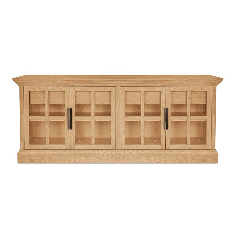 Title: NADAAL STUDIOS Virelle Sideboard, Traditional Glass-Front Storage with Oak Frame & Drawers, Natural