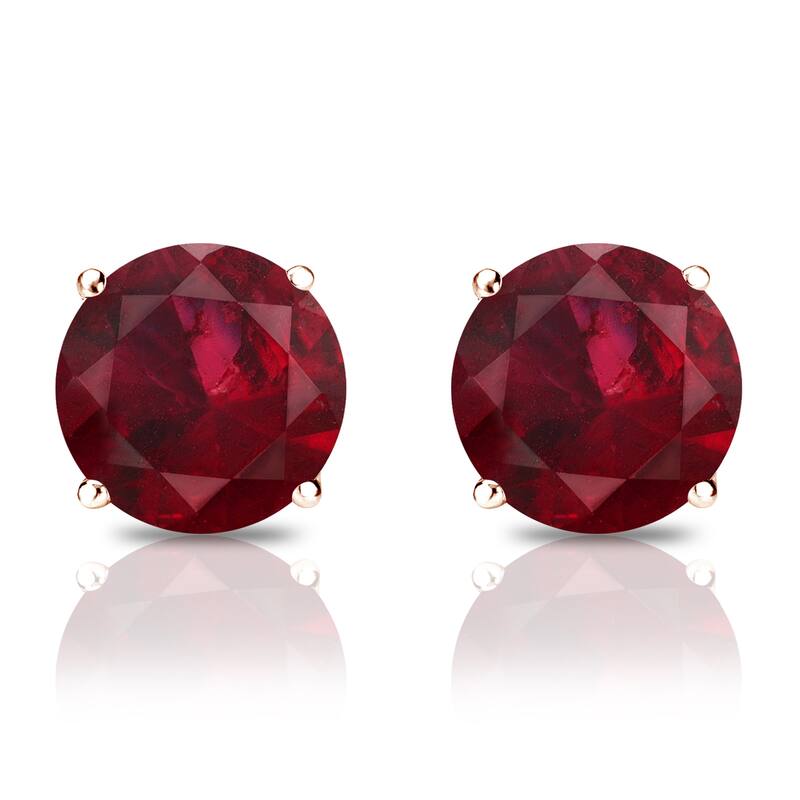 Auriya 14k Gold 1/3ctw Red Ruby Gemstone Stud Earrings