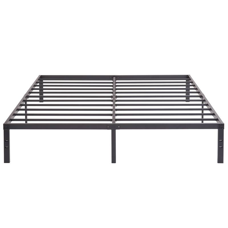 VECELO Bed Frames No Box Spring Needed, Heavy Duty Metal Platform with Steel Slat, Easy Assembly, Black
