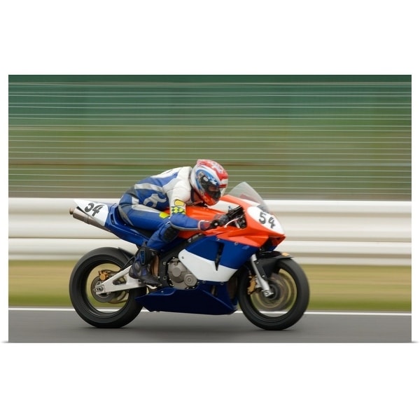 "Racing motor bike on the straight" Poster Print